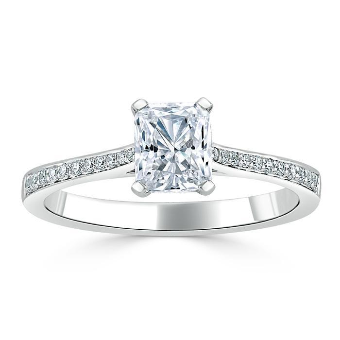 Radiant Cut Moissanite Engagement Ring, Classic Style