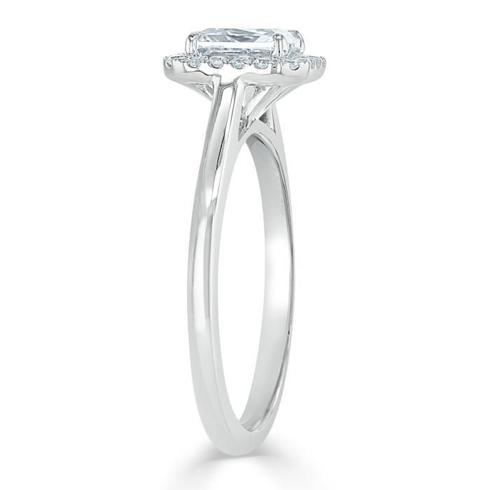 Radiant Cut Moissanite Halo Engagement Ring