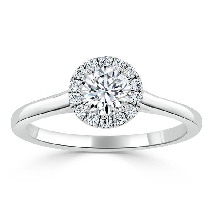 Round Cut Moissanite Halo Engagement Ring