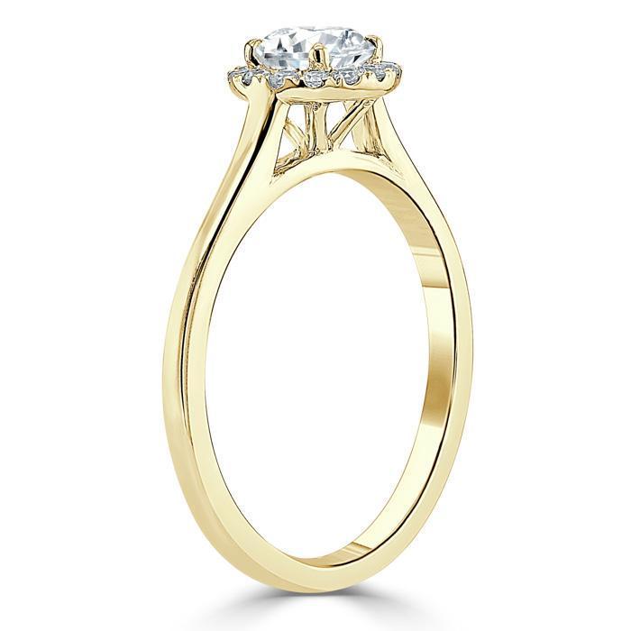 Round Cut Moissanite Halo Engagement Ring