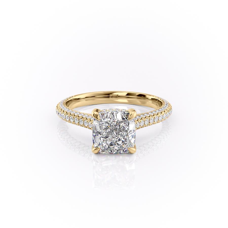 Cushion Cut Moissanite Ring With Pave Set Shoulders