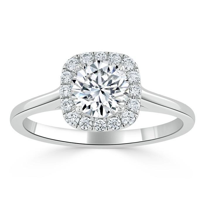 Round Cut Moissanite Halo Engagement Ring