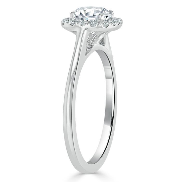 Round Cut Moissanite Halo Engagement Ring