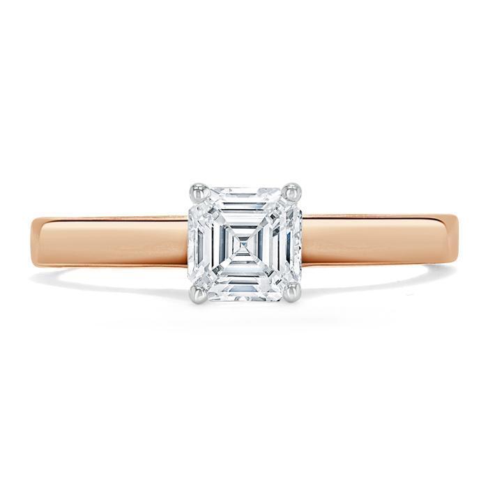 Asscher Cut Moissanite Engagement Ring, Classic Style