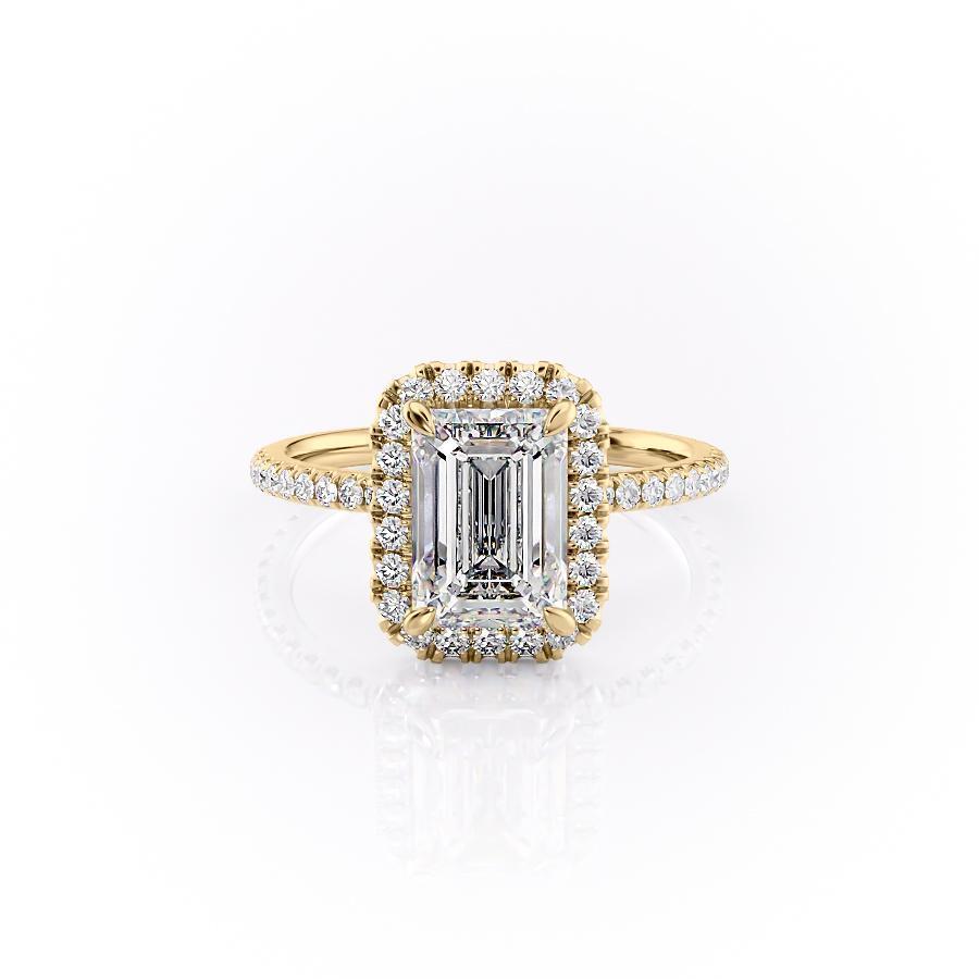 EMERALD CUT MOISSANITE ENGAGEMENT RING, CLASSIC HALO
