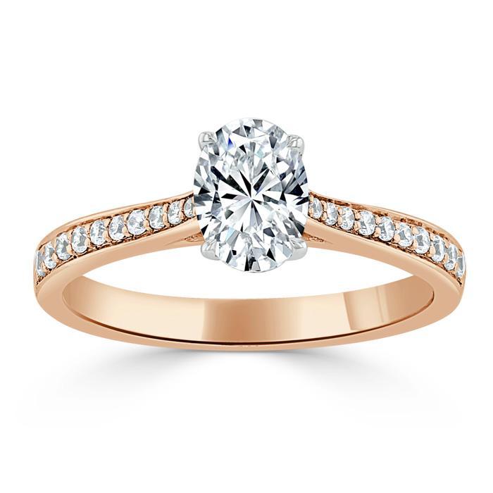Oval Cut Moissanite Engagement Ring, Classic Style