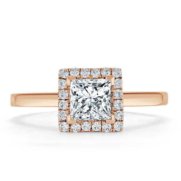 Princess Cut Moissanite Halo Engagement Ring