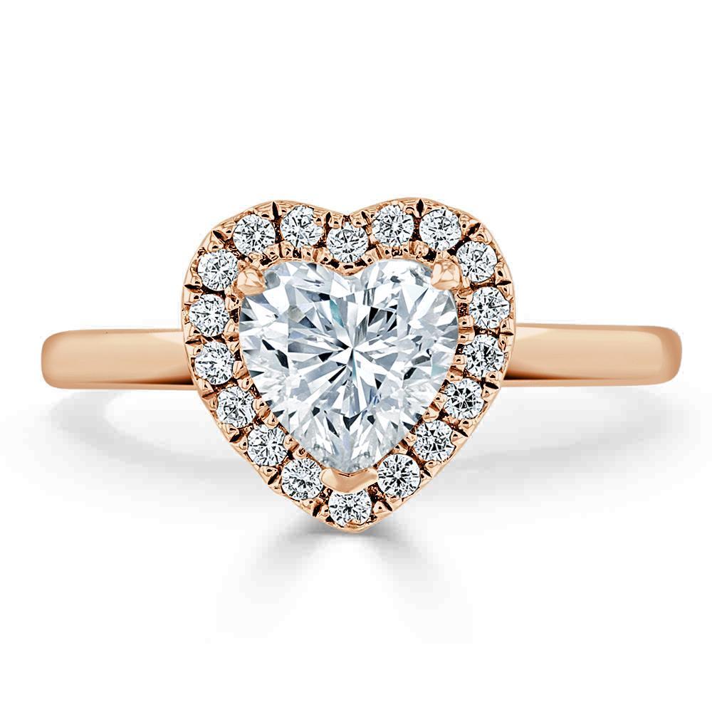Heart Cut Moissanite Halo Engagement Ring