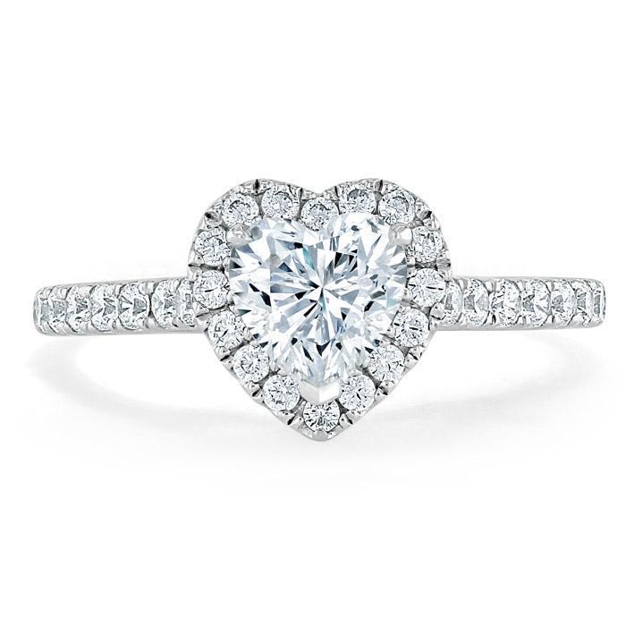 Heart Cut Moissanite, Classic Halo Engagement Ring