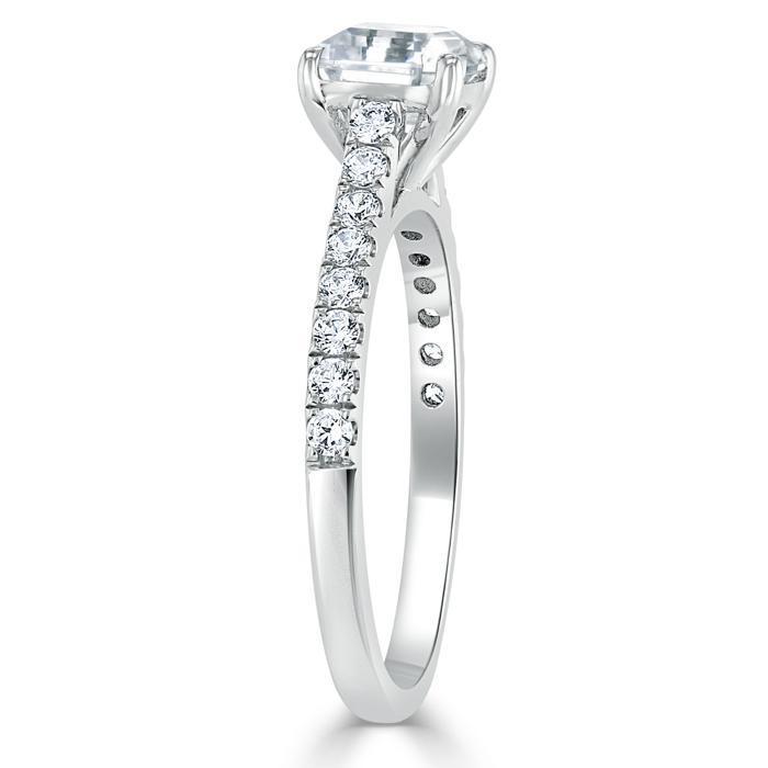 Asscher Cut Moissanite Engagement Ring, Classic Style