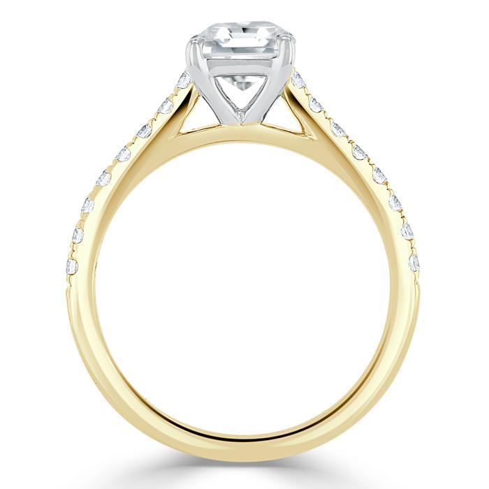 Asscher Cut Moissanite Engagement Ring, Classic Style