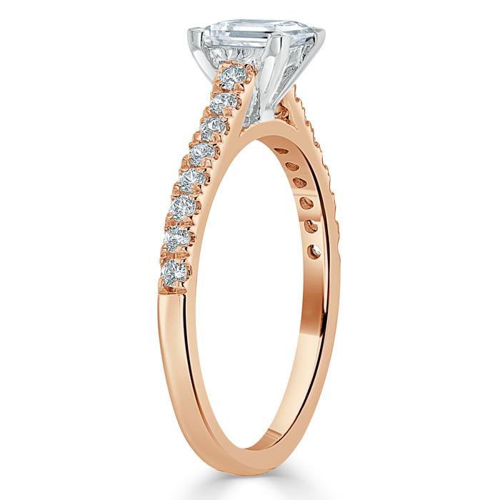 Asscher Cut Moissanite Engagement Ring, Classic Style
