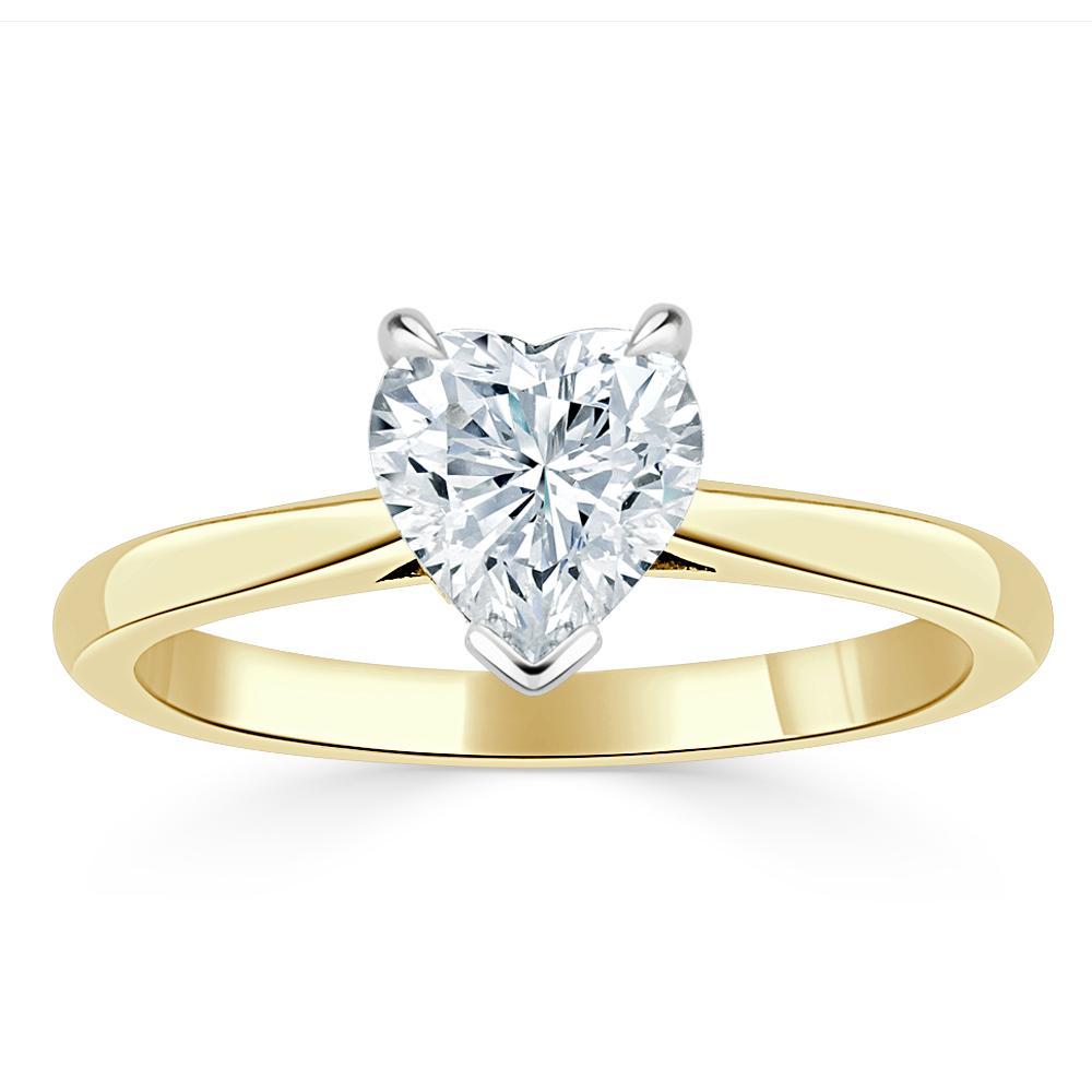 Heart Cut Moissanite Engagement Ring, Classic Style