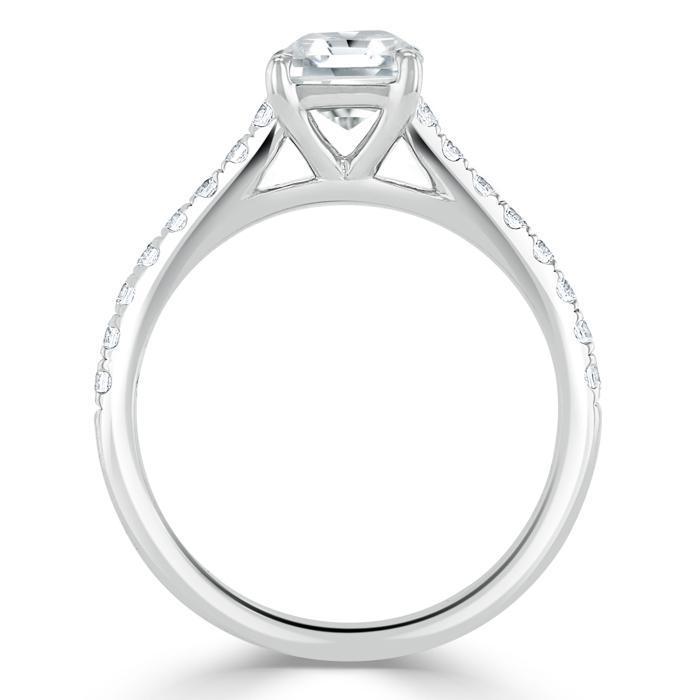 Asscher Cut Moissanite Engagement Ring, Classic Style