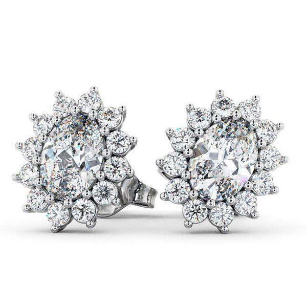 Halo Earrings 1.40ct each, Oval Cut