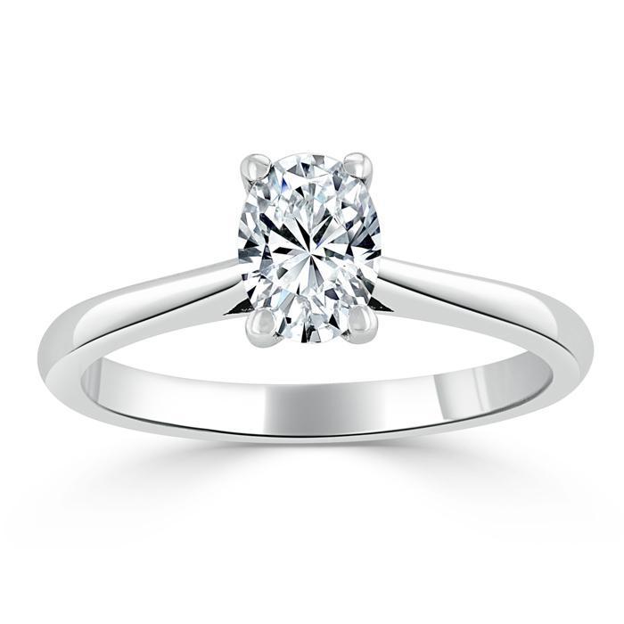 Oval Cut Moissanite Engagement Ring, Classic Design