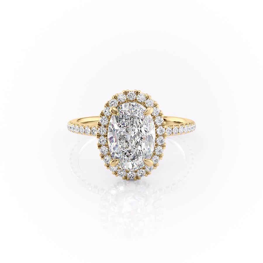 Oval Cut Moissanite Engagement Ring, Halo