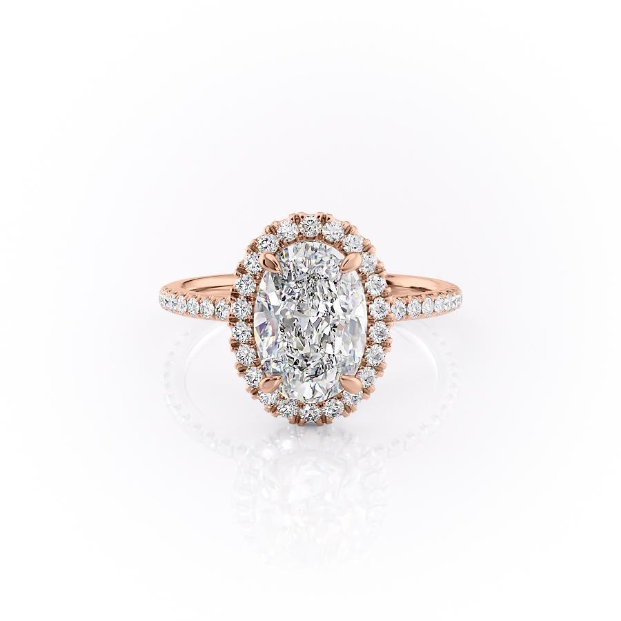 Oval Cut Moissanite Engagement Ring, Halo