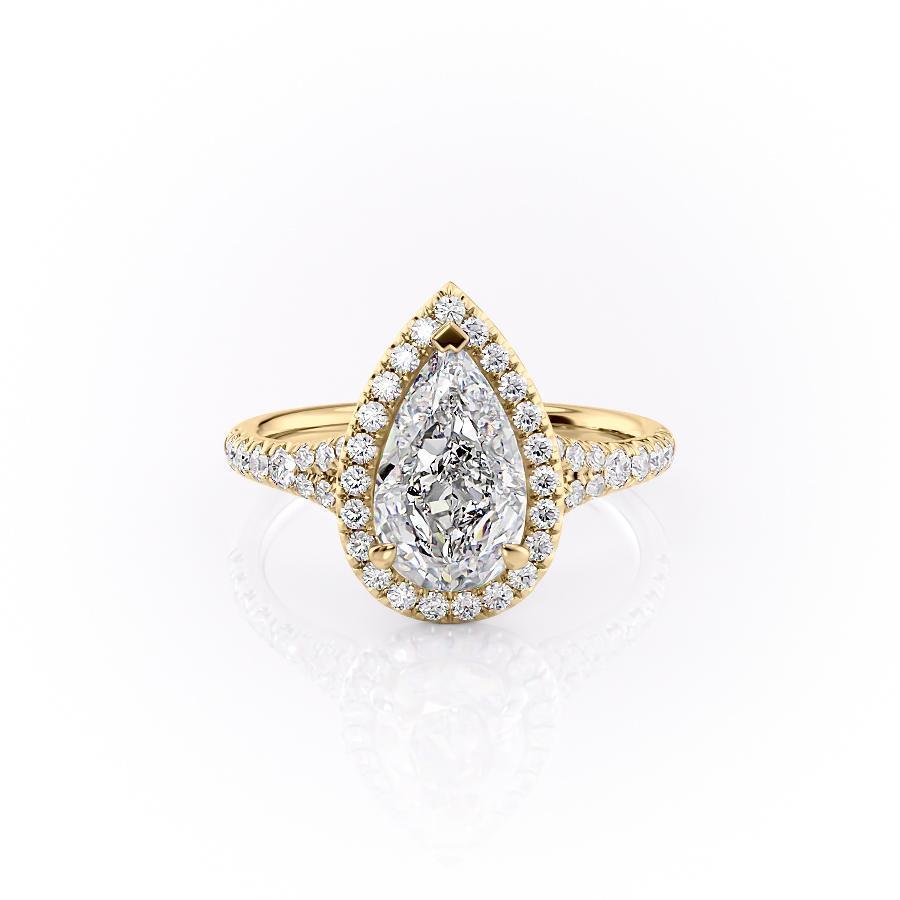 Pear Cut Moissanite Engagement Ring With Halo
