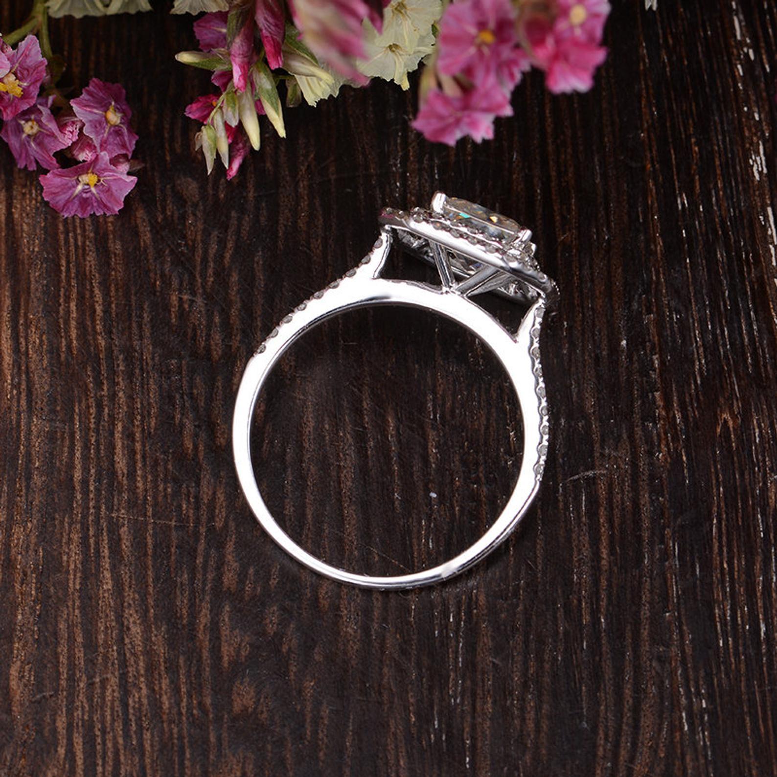 Princess Cut Moissanite Engagement Ring, Vintage Design