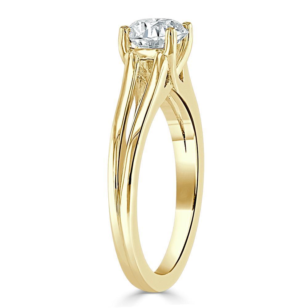 Asscher Cut Moissanite Engagement Ring, Classic Style with Split Shank