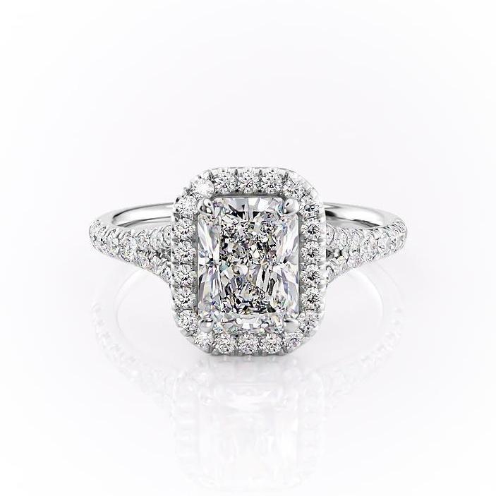 Radiant Cut Moissanite Engagement Ring, Split Shank