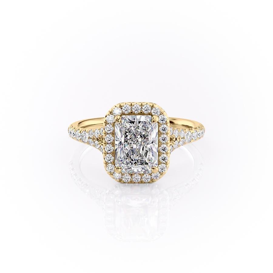 Radiant Cut Moissanite Engagement Ring, Split Shank