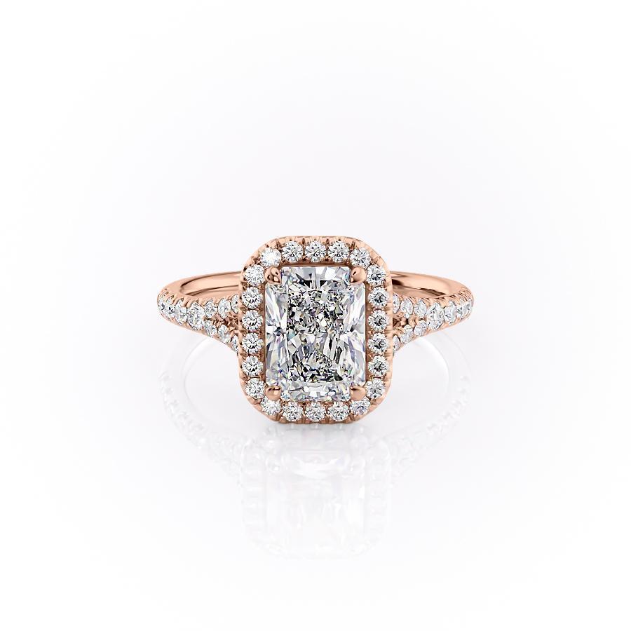 Radiant Cut Moissanite Engagement Ring, Split Shank