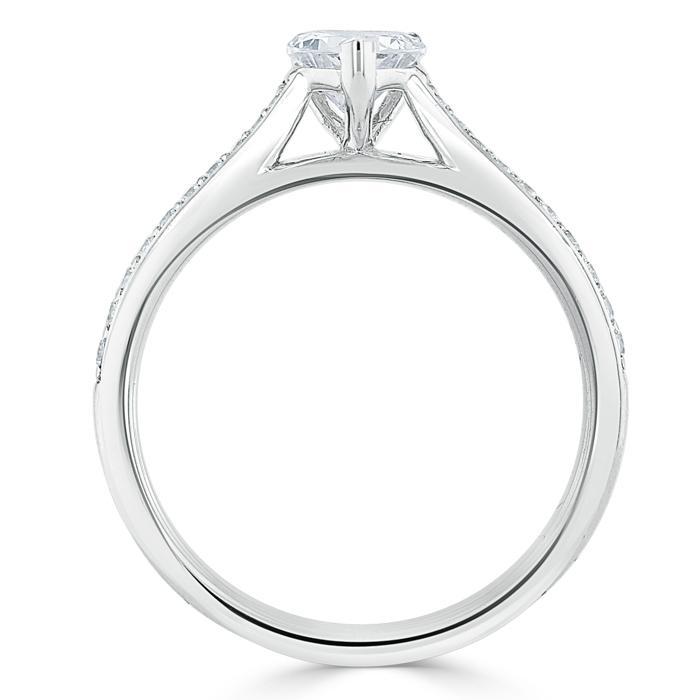Heart Cut Moissanite Engagement Ring, Classic Style