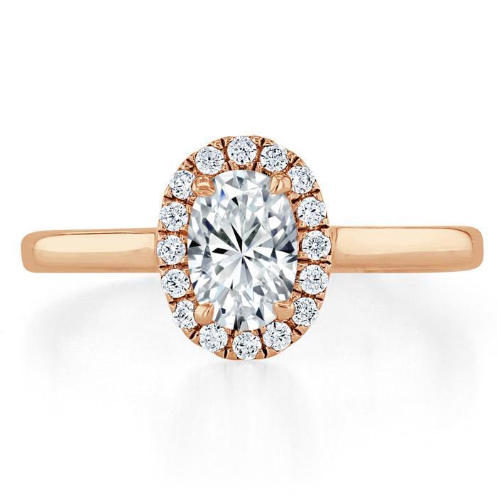 Oval Cut Moissanite Halo Engagement Ring
