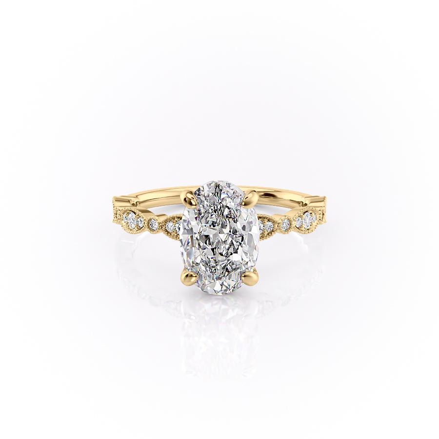 Oval Cut Moissanite Engagement Ring, Vintage Design