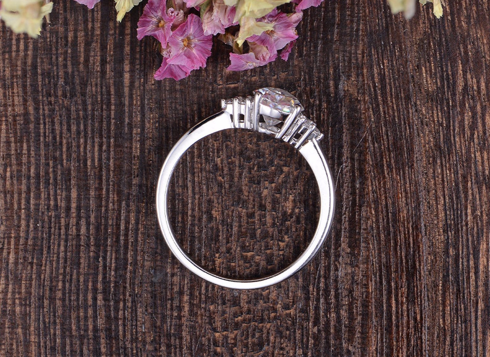 Pear Cut Moissanite Engagement Ring, Edwardian Design