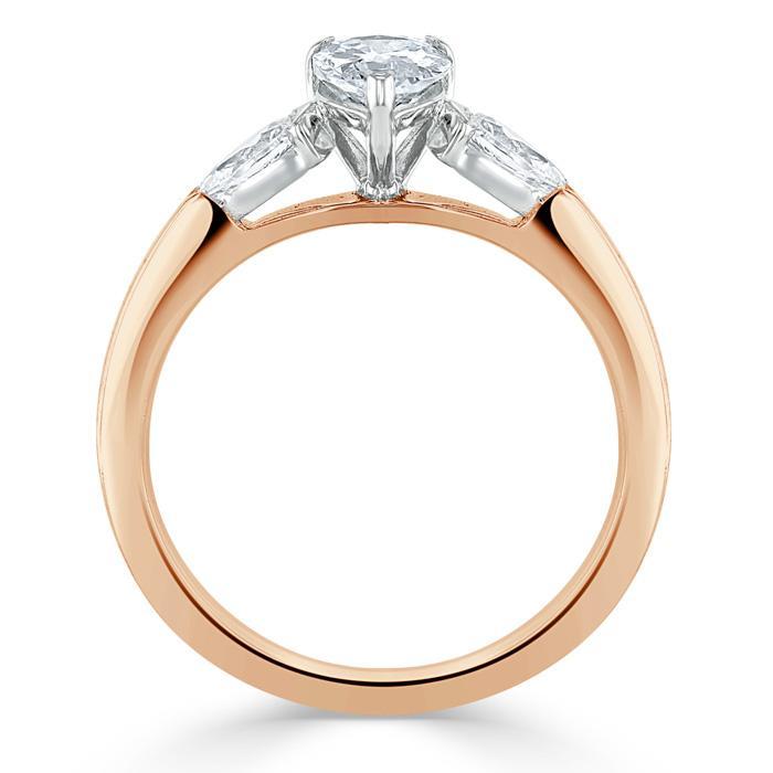 Pear Cut Moissanite Engagement Ring, Classic 3 Stone