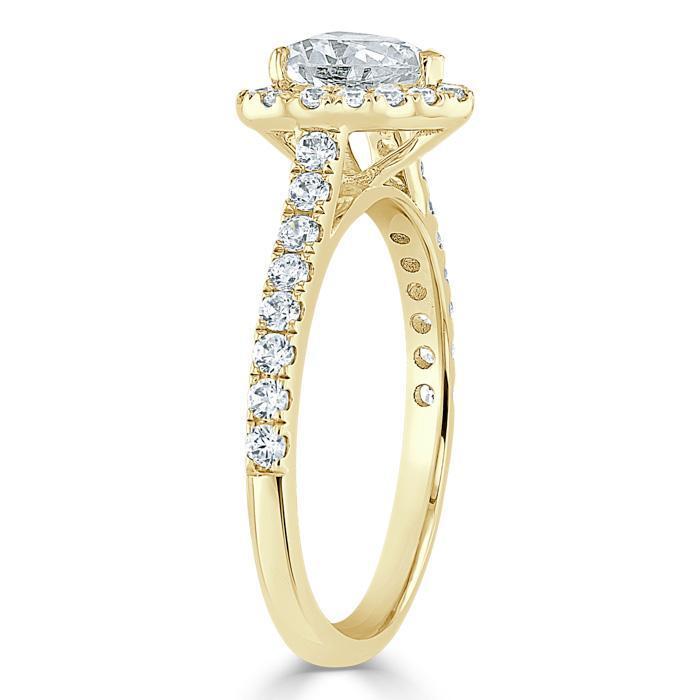 Heart Cut Moissanite, Classic Halo Engagement Ring