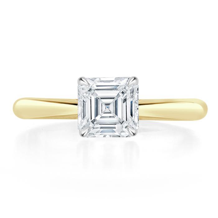 Asscher moissanite on sale engagement ring