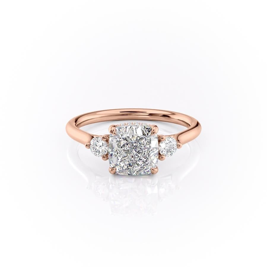 Cushion Cut Moissanite 3 Stone Ring