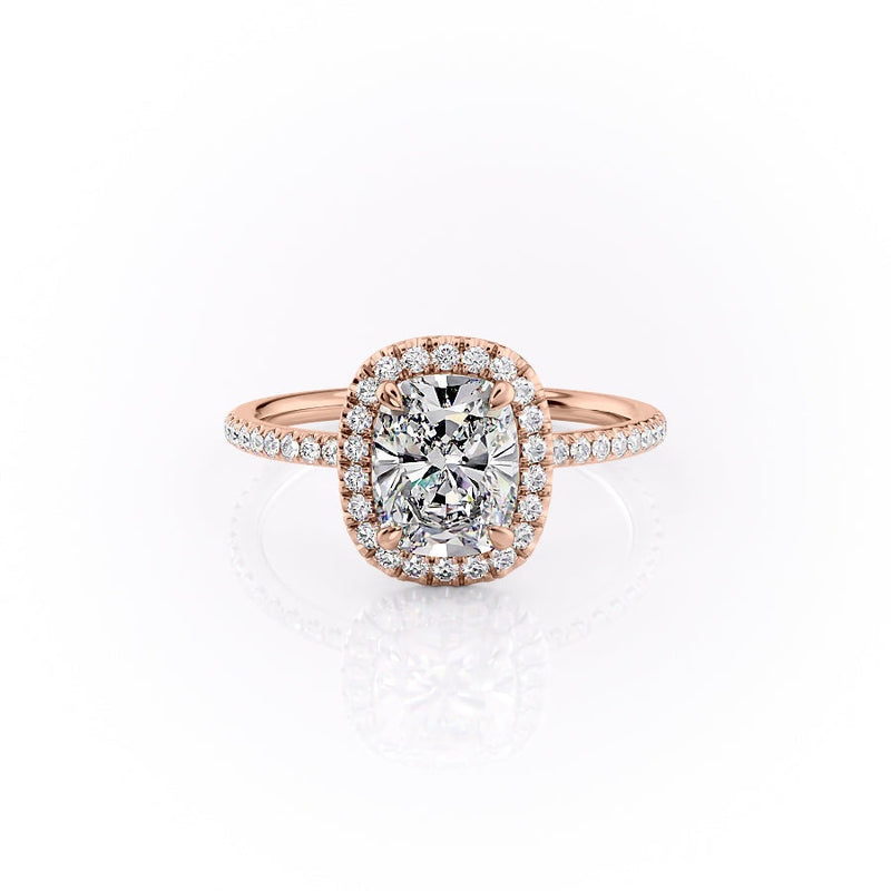 Elongated Cushion Cut Moissanite Engagement Ring With Halo