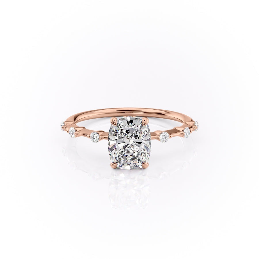 Elongated Cushion Cut Moissanite Ring Delicate Vintage Style