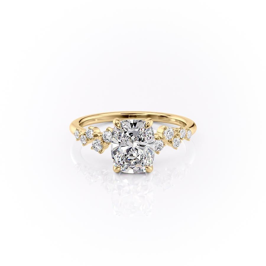 Elongated Cushion Cut Moissanite With Hidden Halo And Side Stones