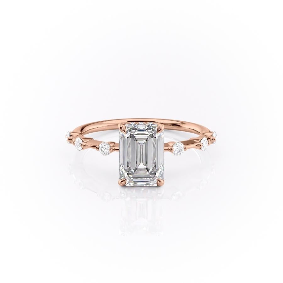Emerald Cut Moissanite With Stone Set Shoulders