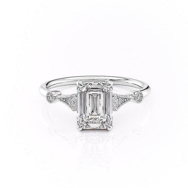 Emerald Cut Moissanite Vintage Design