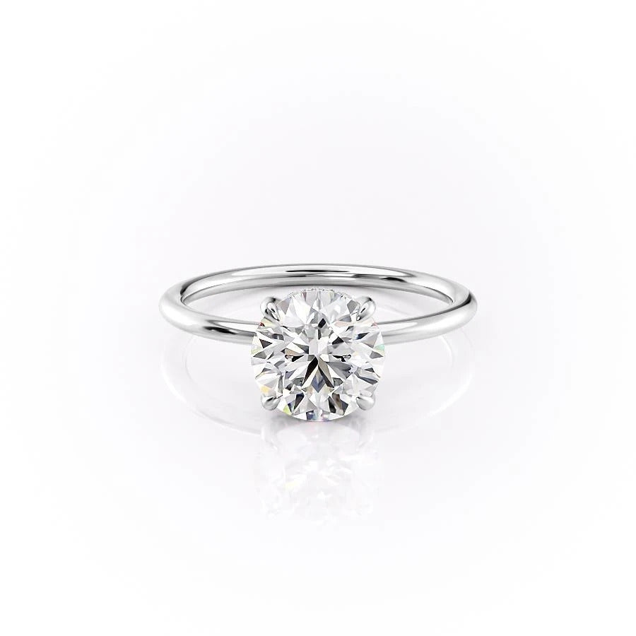 Round Cut Moissanite Ring, Hidden Halo Design