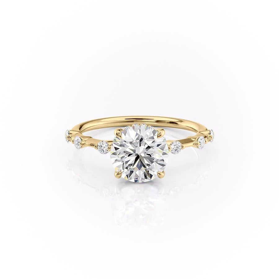 Round Cut Moissanite With Stone Set Shoulders