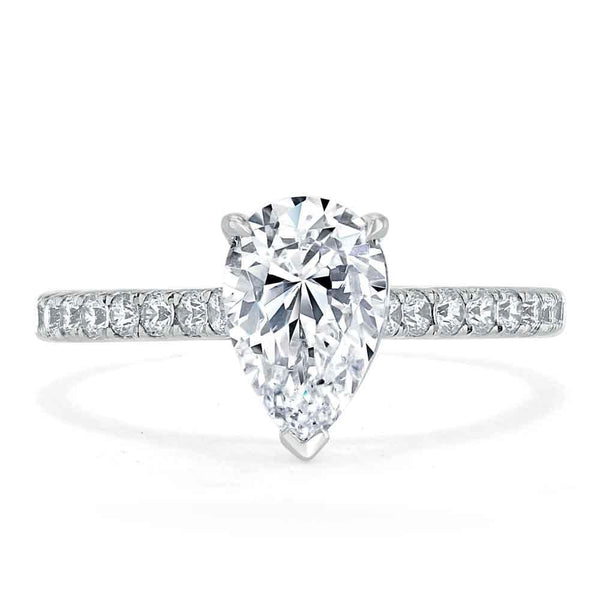 Pear Cut Moissanite Engagement Ring, Classic Style