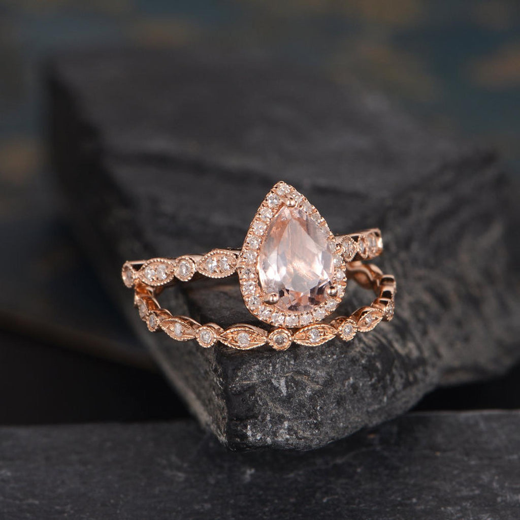 Art deco store morganite engagement ring