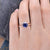 Vintage Bridal Ring Set, Round Cut Blue Sapphire