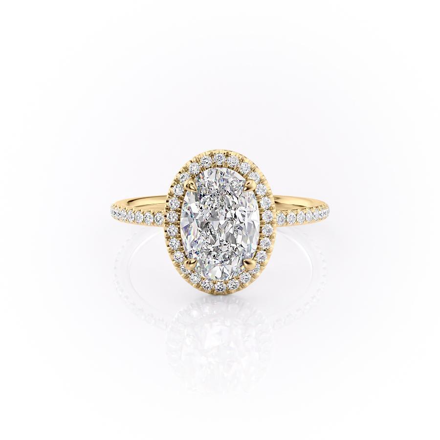 Oval Cut Moissanite Engagement Ring, Classic Halo