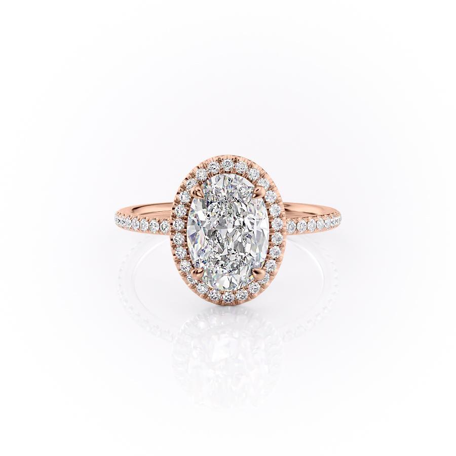 Oval Cut Moissanite Engagement Ring, Classic Halo