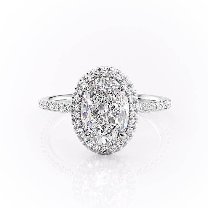 Oval Cut Moissanite Engagement Ring, Classic Halo