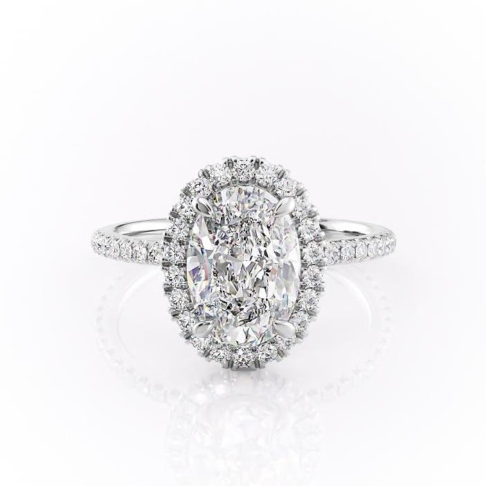 Oval Cut Moissanite Engagement Ring, Halo